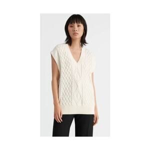 & Other Stories Oversized Cable Knit Sweater Vest Women Sz XS Ivory Stockholm